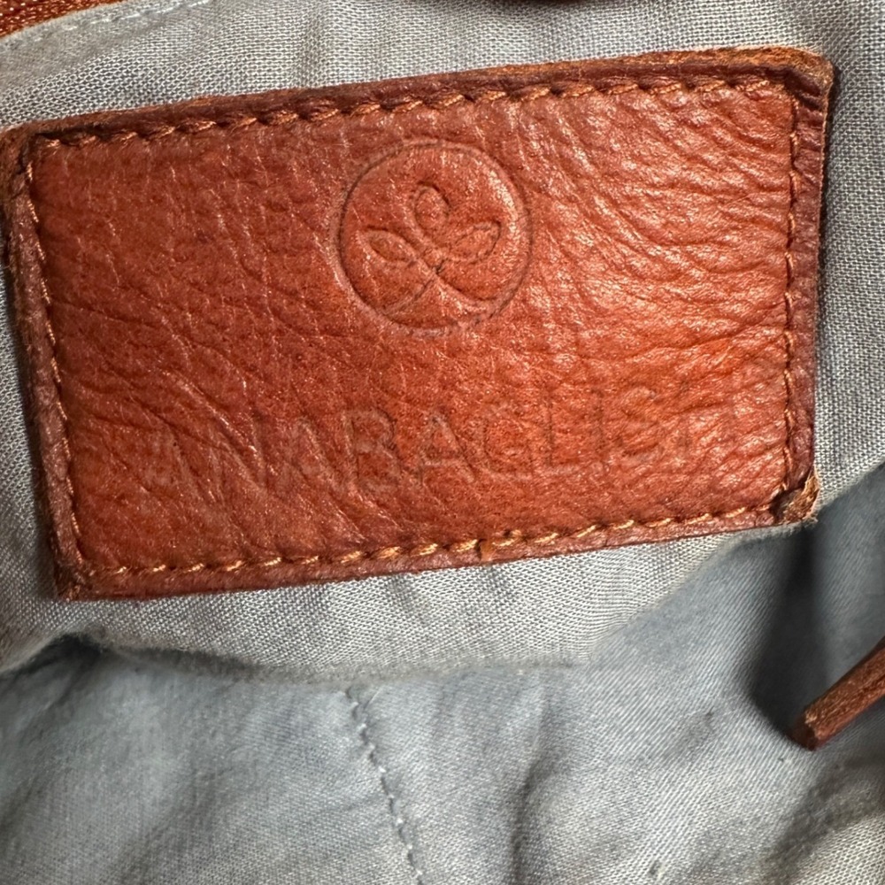 Anabaglish Brown Leather Blue White Woven Cotton Crossbody Bag Southwestern Boho - Picture 7 of 9